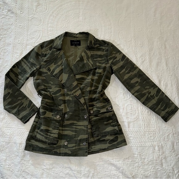 Lucky Brand Green Camo Trench Jacket Size Extra Small - Picture 9 of 11